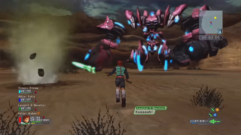 Ethan Waber and three allies fighting against a giant robotic monster 